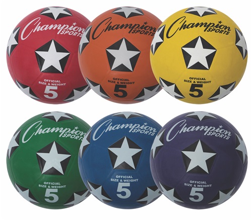 Rubber Cover Soccer Ball Size 5 [Set of 6] Assoted Colors